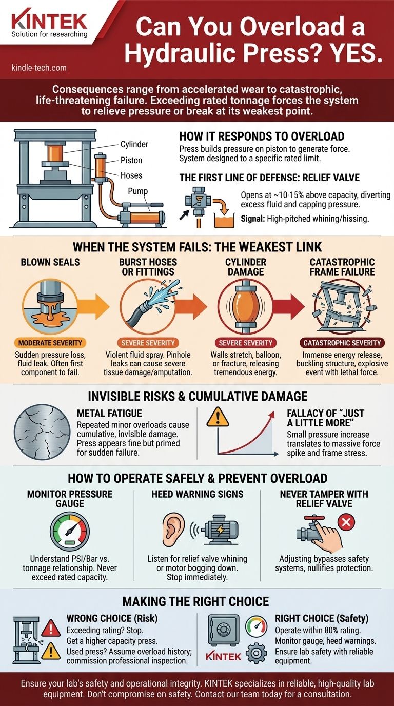 Kann man eine Hydraulikpresse überlasten? Die kritischen Risiken und Folgen verstehen Visuelle Anleitung