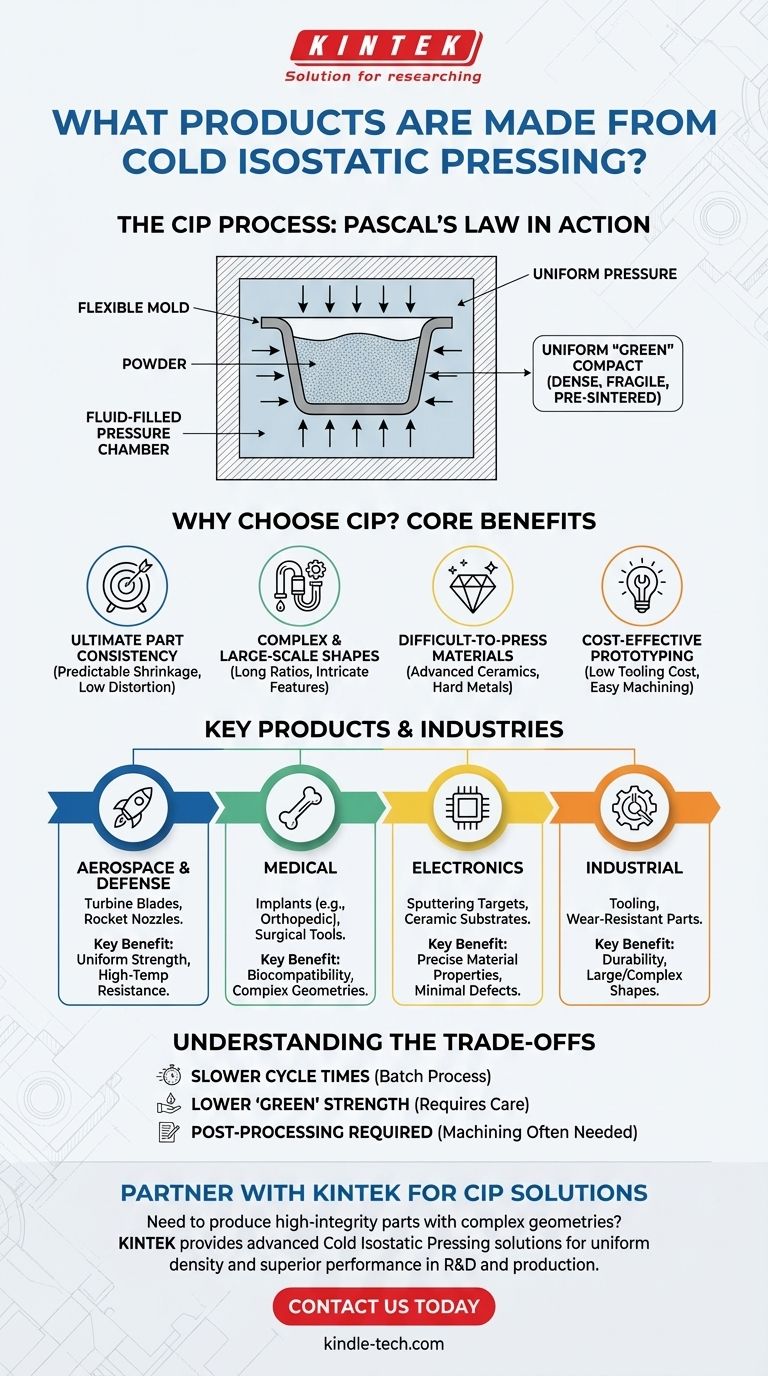 Welche Produkte werden durch kaltisostatisches Pressen hergestellt? Erzielen Sie eine gleichmäßige Dichte in komplexen Teilen Visuelle Anleitung