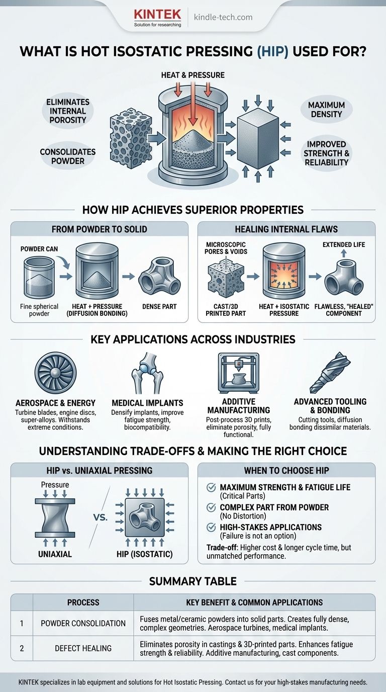 ما هو الاستخدام الرئيسي للضغط المتوازن الساخن (HIP)؟ تحقيق أقصى كثافة وموثوقية دليل مرئي