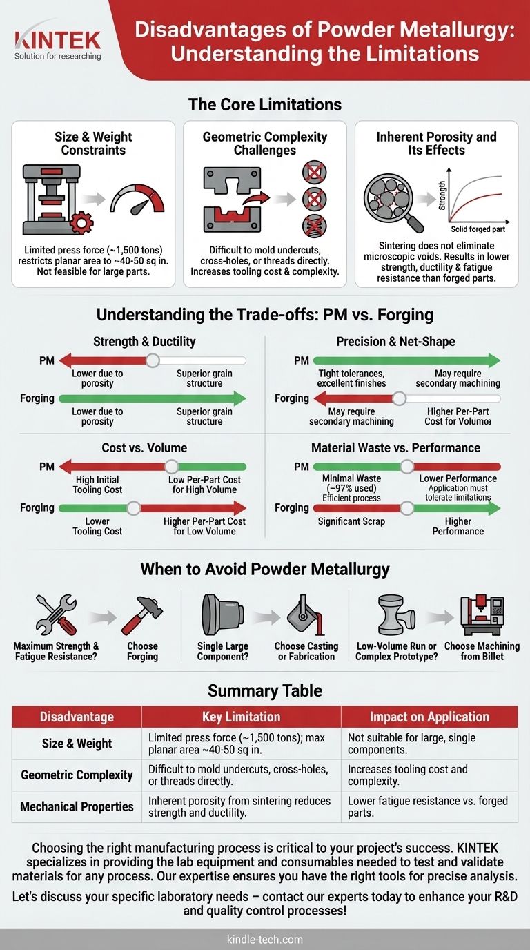 분말 야금의 단점은 무엇인가요? 크기, 강도 및 복잡성 제한 시각적 가이드