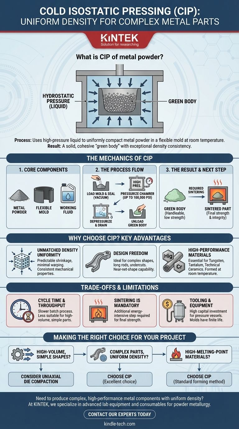 금속 분말의 등방압간단조(Cold Isostatic Pressing)란 무엇인가요? 복잡한 금속 부품의 균일한 밀도 달성 시각적 가이드