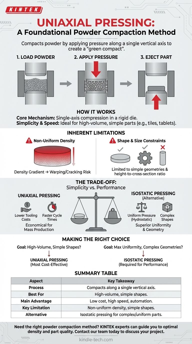Qu'est-ce que le pressage uniaxial ? Une méthode de compactage de poudre rapide et économique Guide Visuel