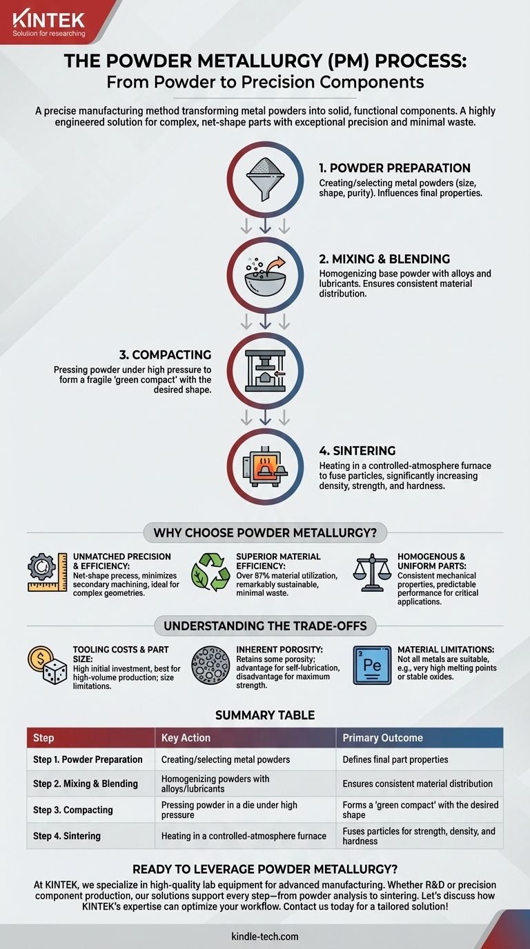 분말 야금 공정의 단계는 무엇입니까? 효율적인 순형상 제조를 위한 안내서 시각적 가이드
