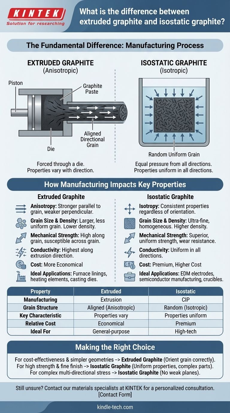 What is the difference between extruded and isostatic graphite? Choose the Right Material for Your Application Visual Guide