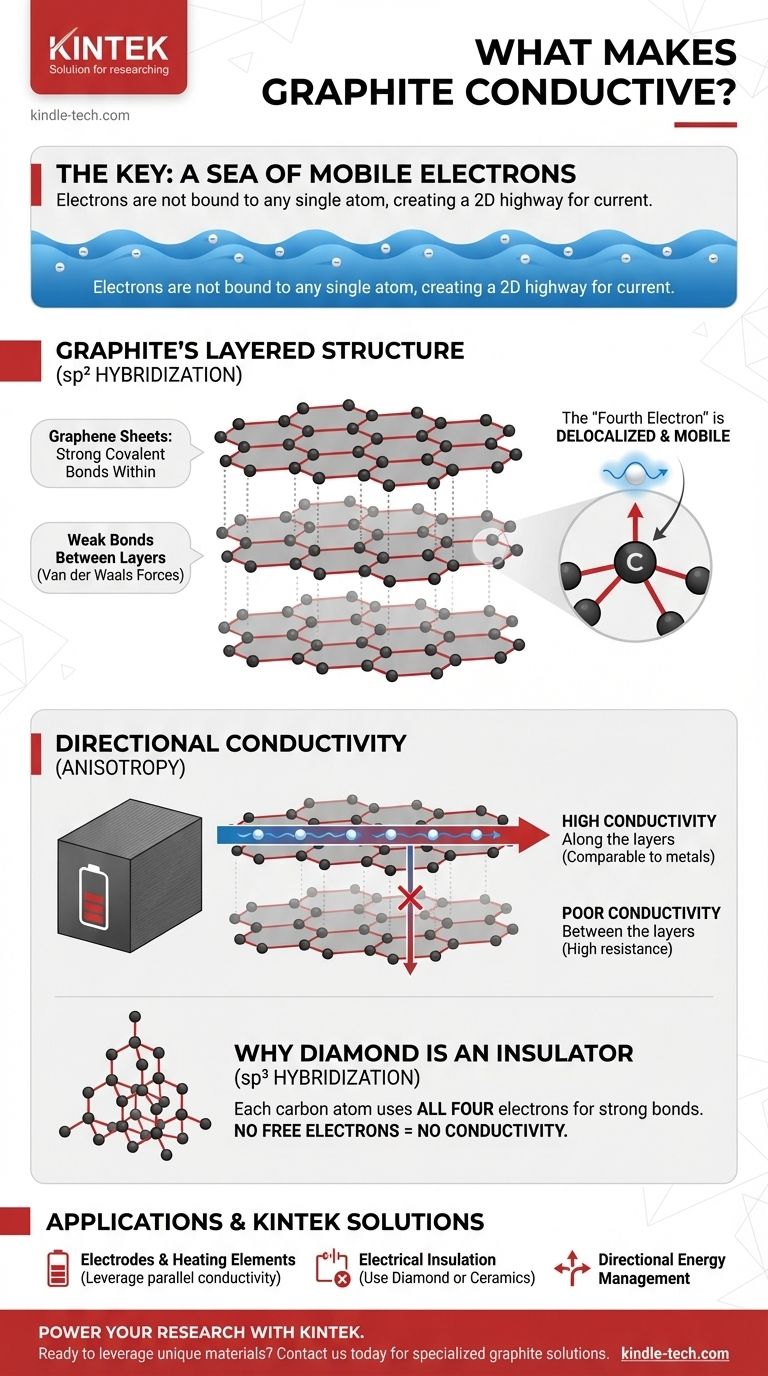 Was ist für die elektrische Leitfähigkeit in Graphit verantwortlich? Die Macht der delokalisierten Elektronen freisetzen Visuelle Anleitung