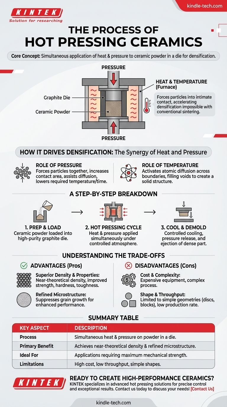 ما هي عملية الضغط الساخن للسيراميك؟ تحقيق كثافة وأداء فائقين دليل مرئي