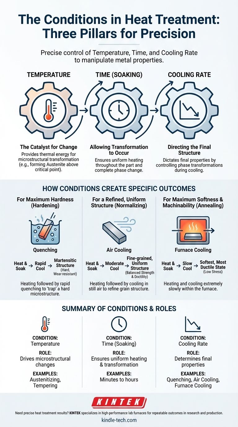 Was sind die Bedingungen bei der Wärmebehandlung? Temperatur, Zeit und Abkühlgeschwindigkeit meistern für überlegene Metalleigenschaften Visuelle Anleitung