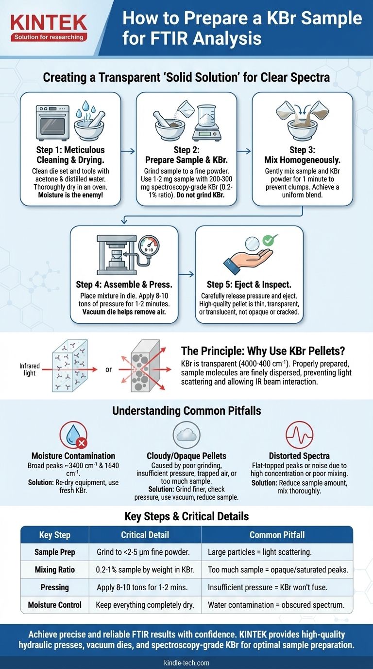 Wie bereitet man eine KBr-Probe vor? Meistern Sie die Technik für eine klare FTIR-Analyse Visuelle Anleitung
