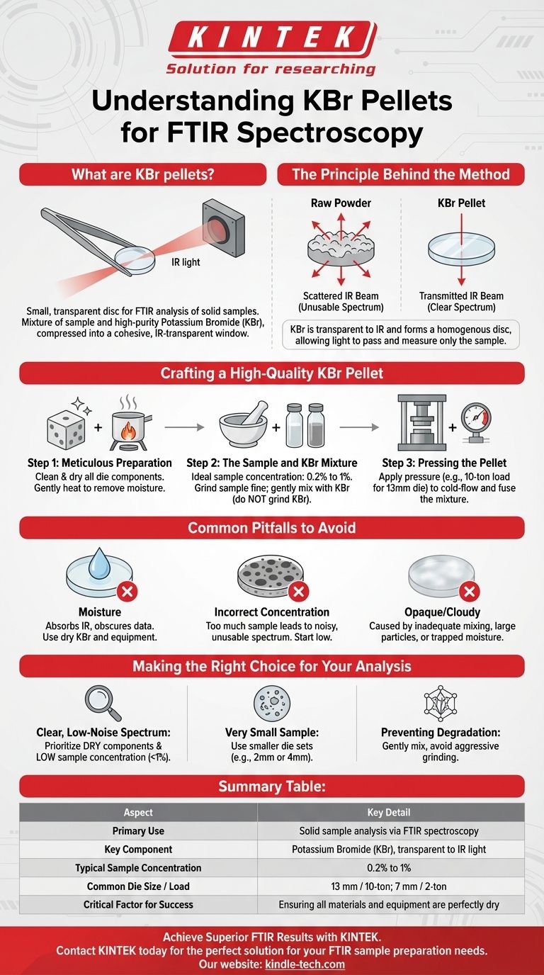 ما هي أقراص KBr؟ الدليل الأساسي لتحليل العينات الصلبة بواسطة مطيافية FTIR دليل مرئي