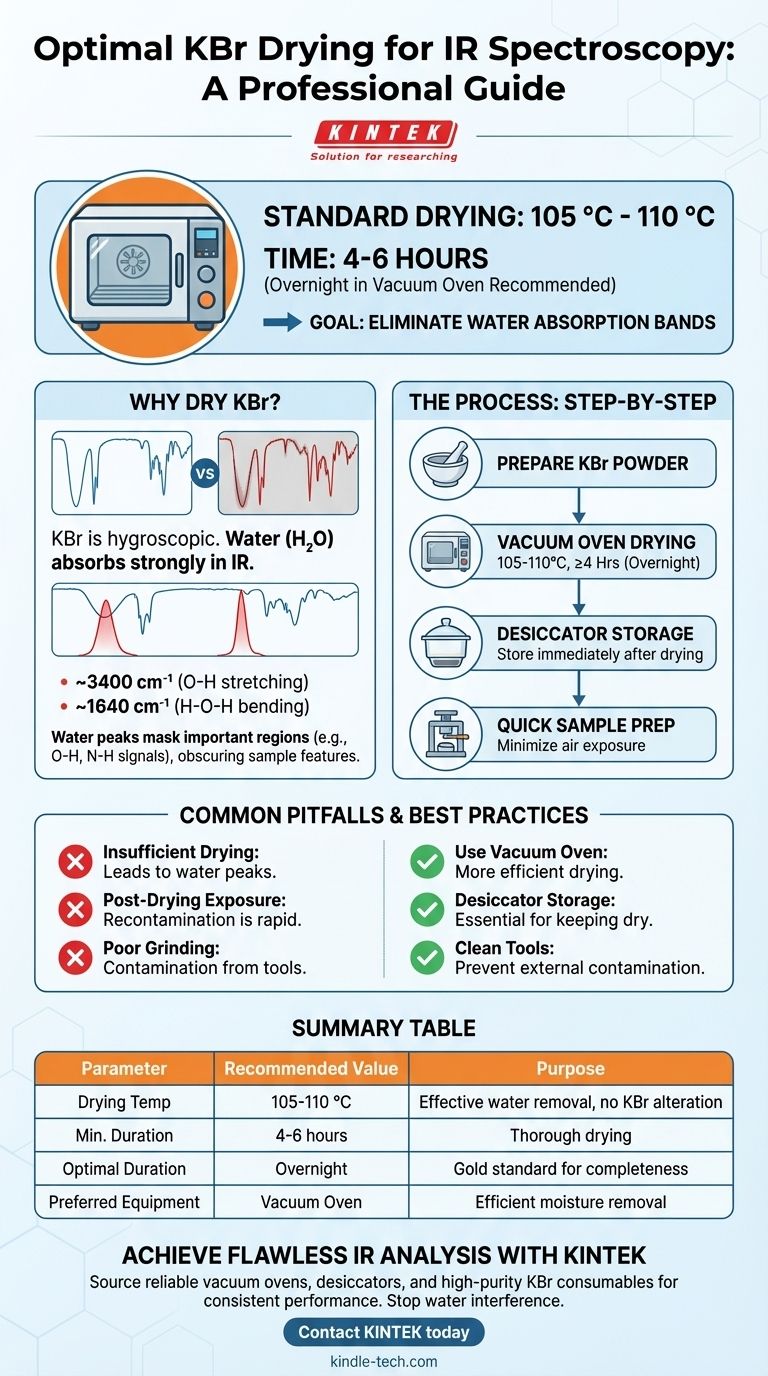 ما هي درجة الحرارة التي يجفف عندها بروميد البوتاسيوم (KBr) لتحليل الأشعة تحت الحمراء؟ مفتاح الحصول على أطياف عالية الجودة وخالية من الرطوبة دليل مرئي