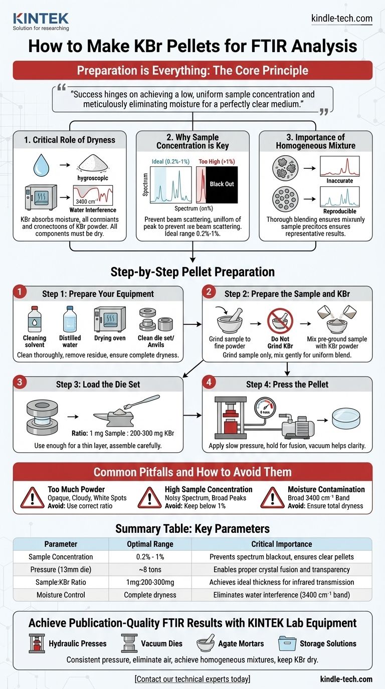 Как сделать таблетки KBr? Освойте искусство создания прозрачных дисков для ИК-Фурье спектроскопии для точного анализа Визуальное руководство