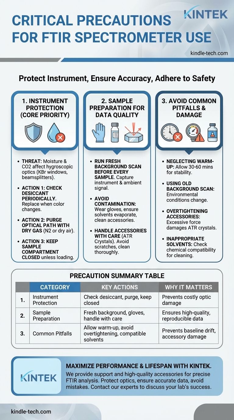 Quelles précautions doivent être prises lors de l'utilisation de l'FTIR ? Protégez votre instrument et assurez des données précises Guide Visuel