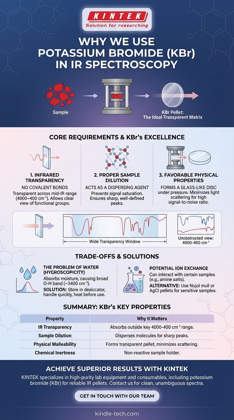 Pourquoi utilisons-nous le KBr en spectroscopie IR ? Obtenez une analyse claire et de haute qualité des échantillons solides Guide Visuel