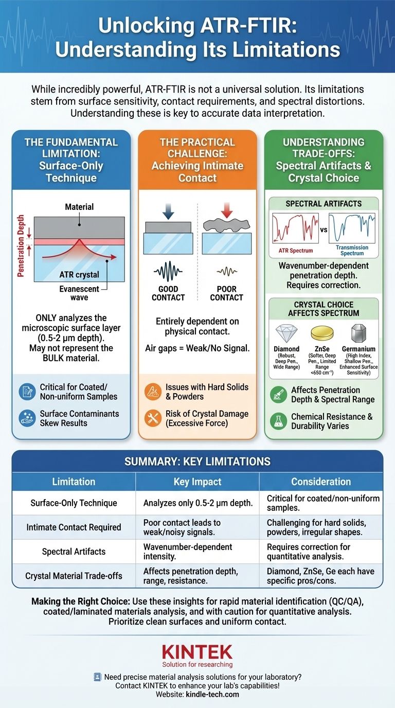 ATR FTIR의 한계점은 무엇인가요? 표면 분석 및 접촉 문제 이해하기 시각적 가이드