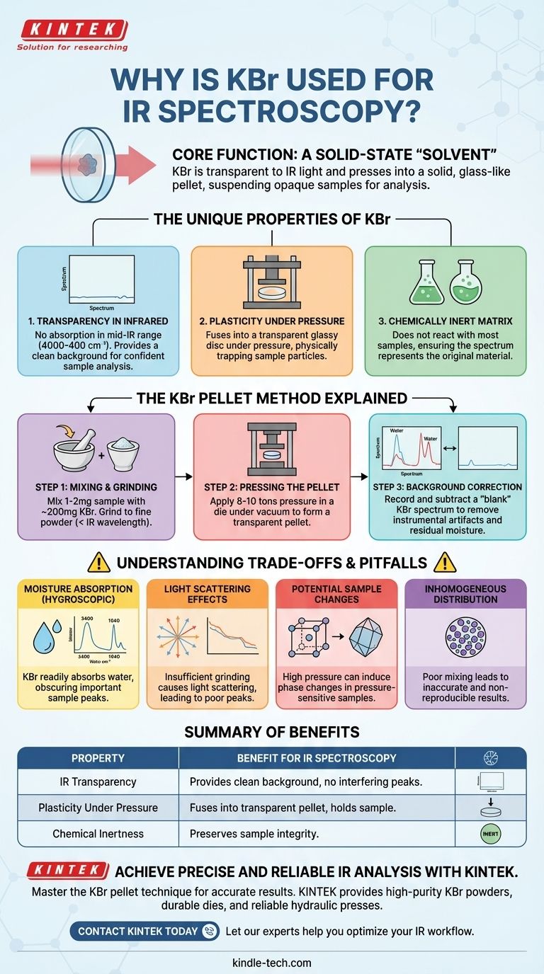 Почему KBr используется для ИК-спектроскопии? Создание прозрачных таблеток для точного анализа твердых образцов Визуальное руководство