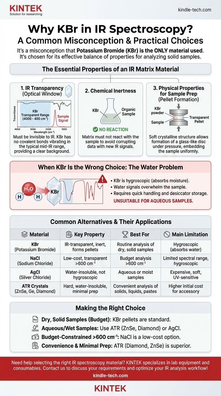 لماذا يستخدم KBr فقط في مطيافية الأشعة تحت الحمراء؟ الحقيقة حول أفضل مادة لعينتك دليل مرئي