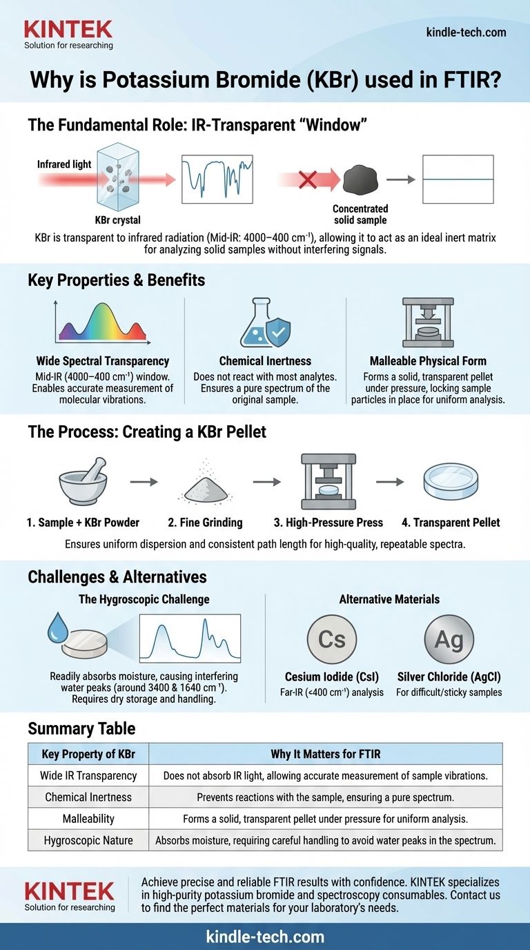لماذا يستخدم بروميد البوتاسيوم في مطيافية الأشعة تحت الحمراء بتحويل فورييه (FTIR)؟ مفتاح التحليل الدقيق للعينات الصلبة دليل مرئي