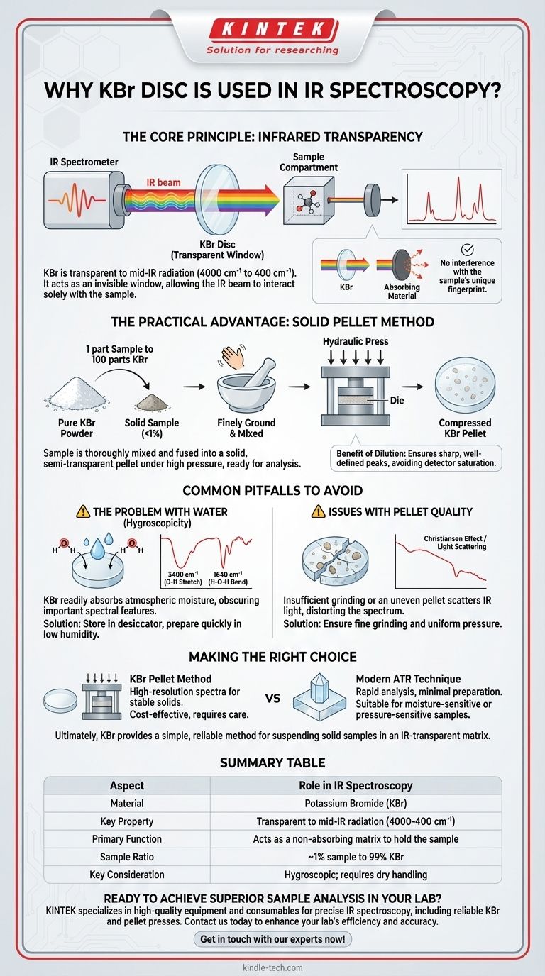 Почему диск KBr используется в ИК-спектроскопии? Достижение высокоразрешающего анализа твердых образцов Визуальное руководство