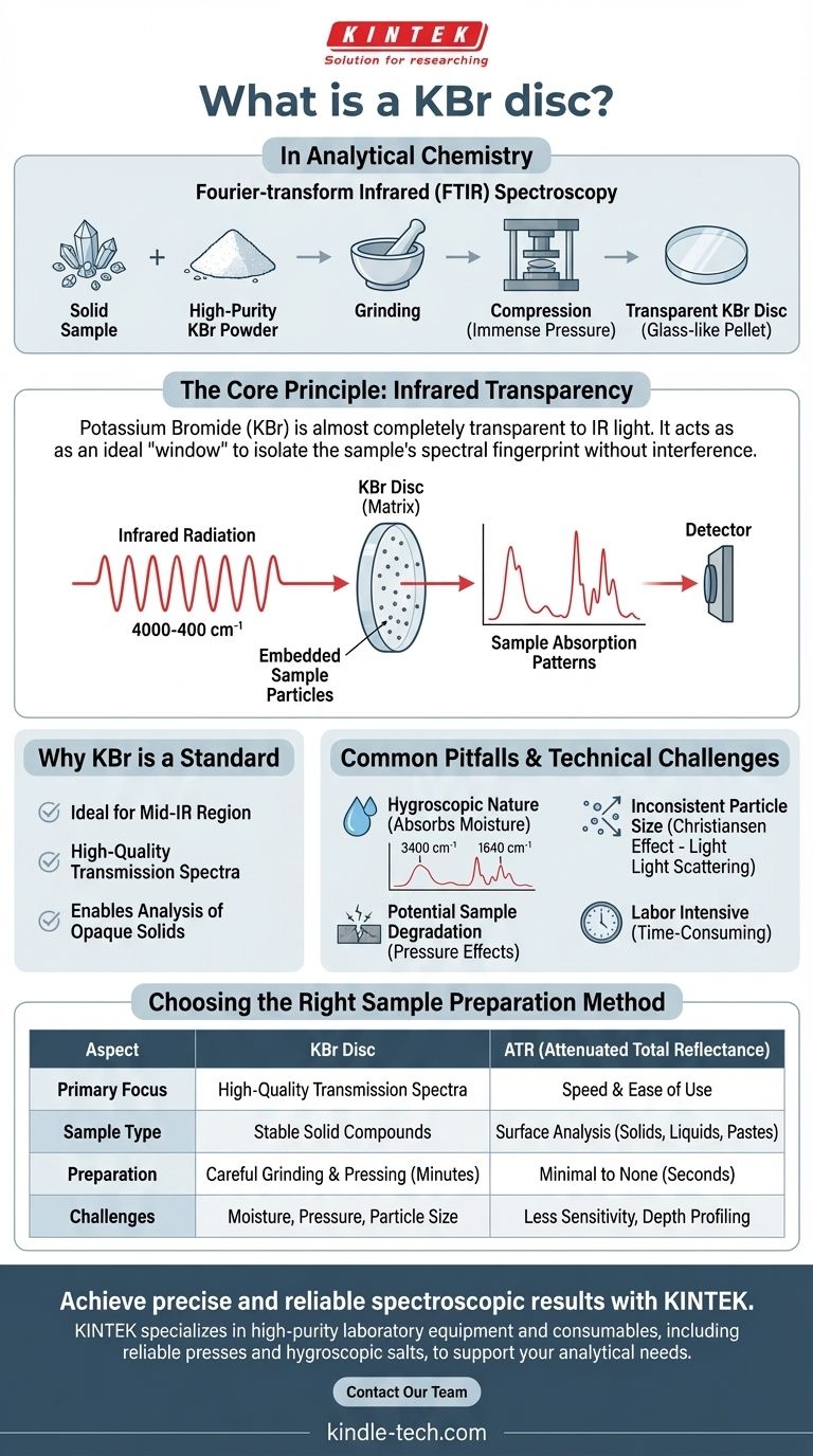 Qu'est-ce qu'un disque KBr ? La clé d'une spectroscopie FTIR de haute qualité pour les échantillons solides Guide Visuel