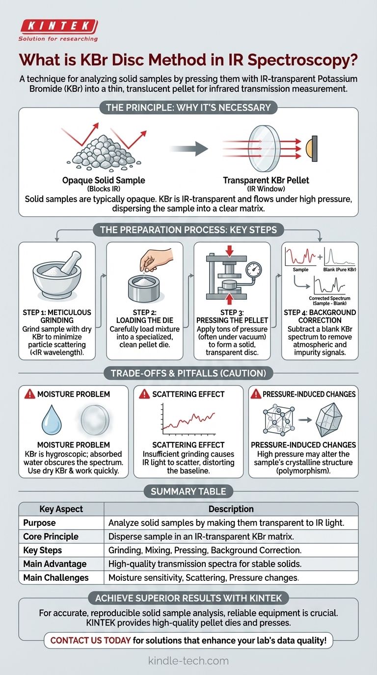Cos'è il metodo del disco di KBr nella spettroscopia IR? Una guida all'analisi dei campioni solidi Guida Visiva