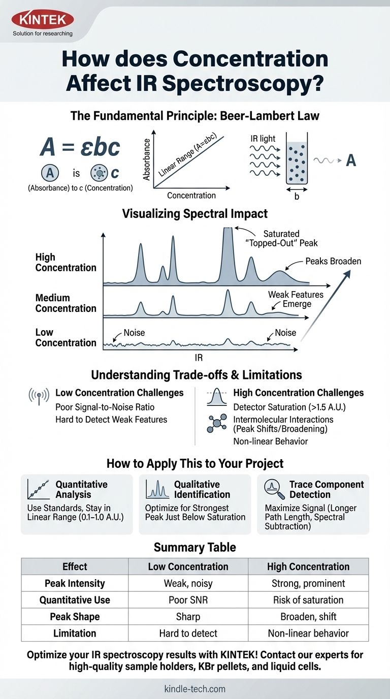Comment la concentration affecte-t-elle l'IR ? Maîtriser l'analyse quantitative et l'interprétation spectrale Guide Visuel