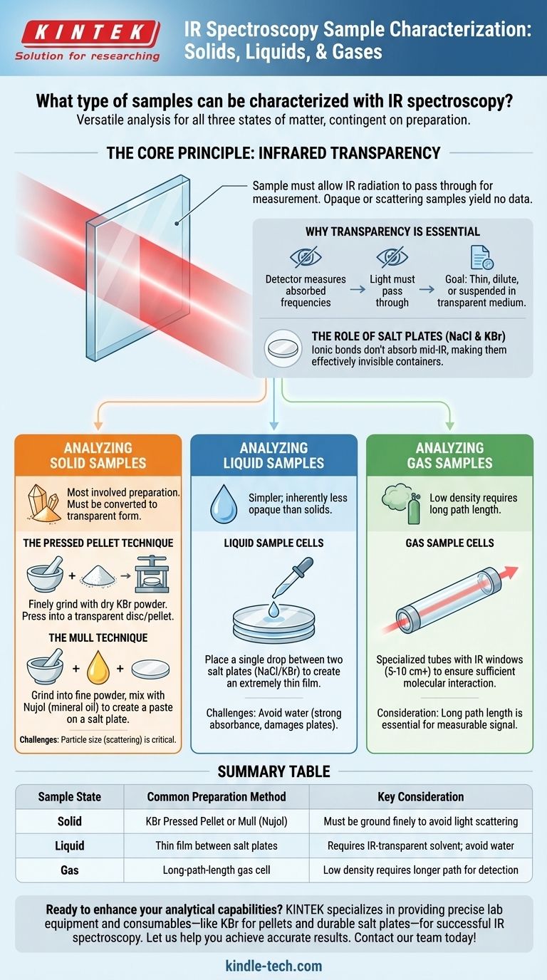 IR 분광법으로 분석할 수 있는 샘플 유형은 무엇입니까? 고체, 액체 및 기체를 분석하십시오 시각적 가이드