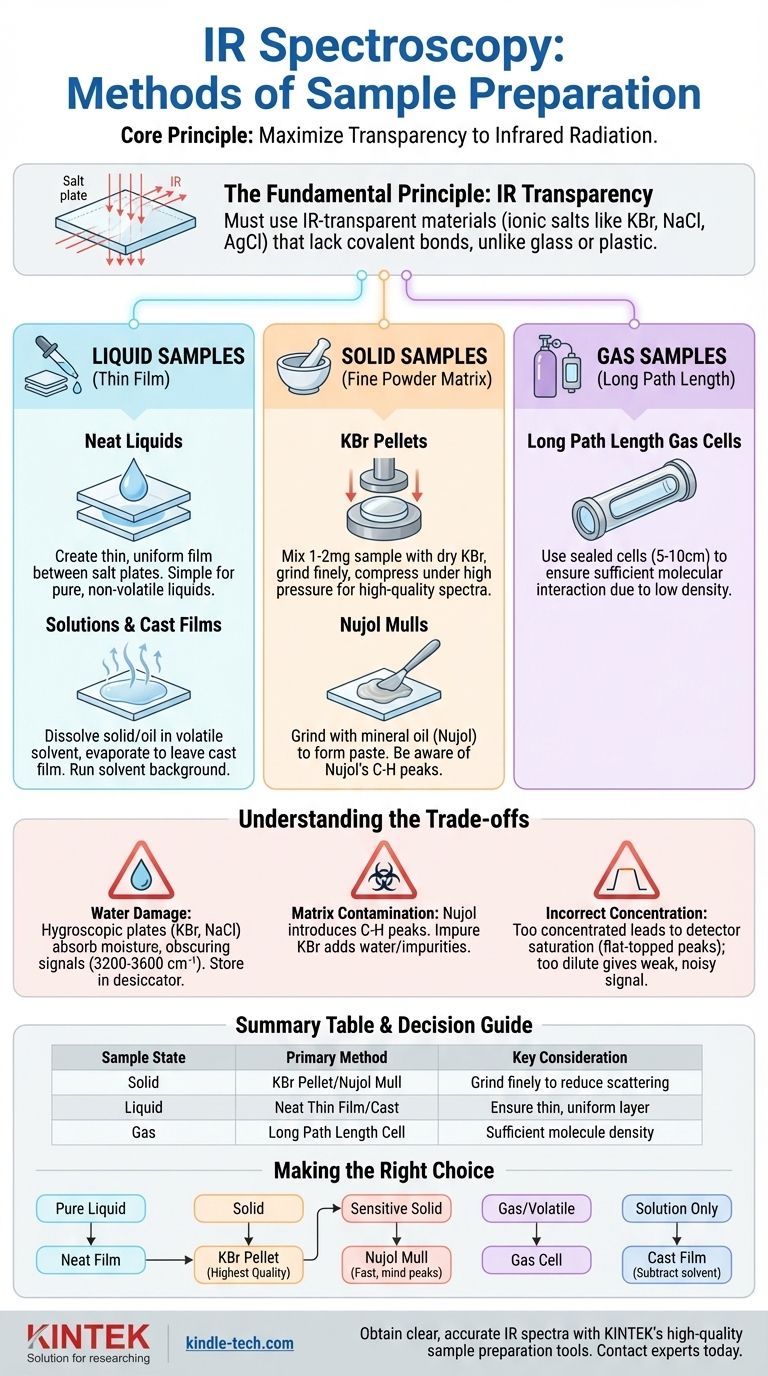 Quali sono i metodi di preparazione del campione in IR? Una guida all'analisi di solidi, liquidi e gas Guida Visiva
