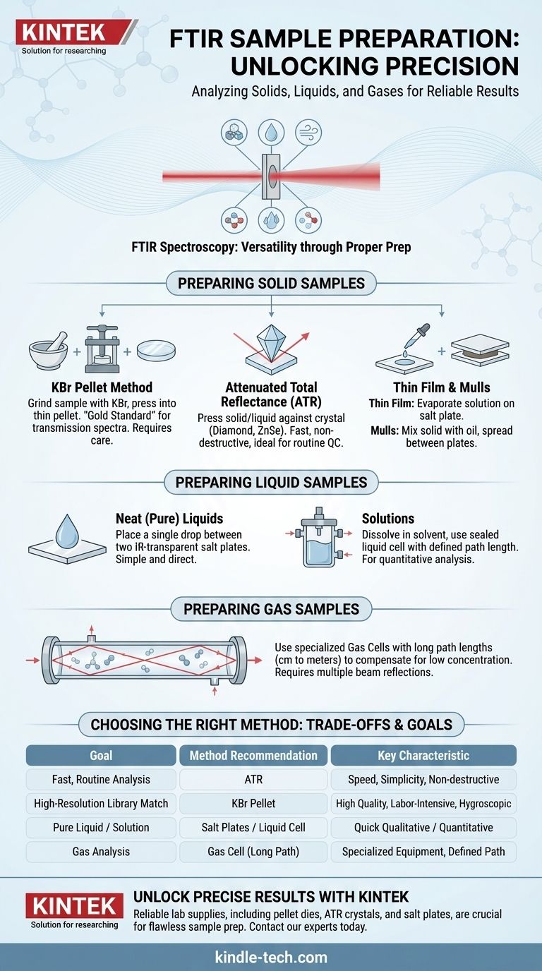Welche Probenarten werden für FTIR verwendet? Analyse von Feststoffen, Flüssigkeiten und Gasen mit der richtigen Vorbereitung Visuelle Anleitung