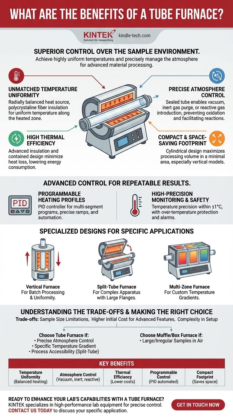 Quali sono i vantaggi di un forno a tubo? Ottenere un controllo superiore della temperatura e dell'atmosfera Guida Visiva