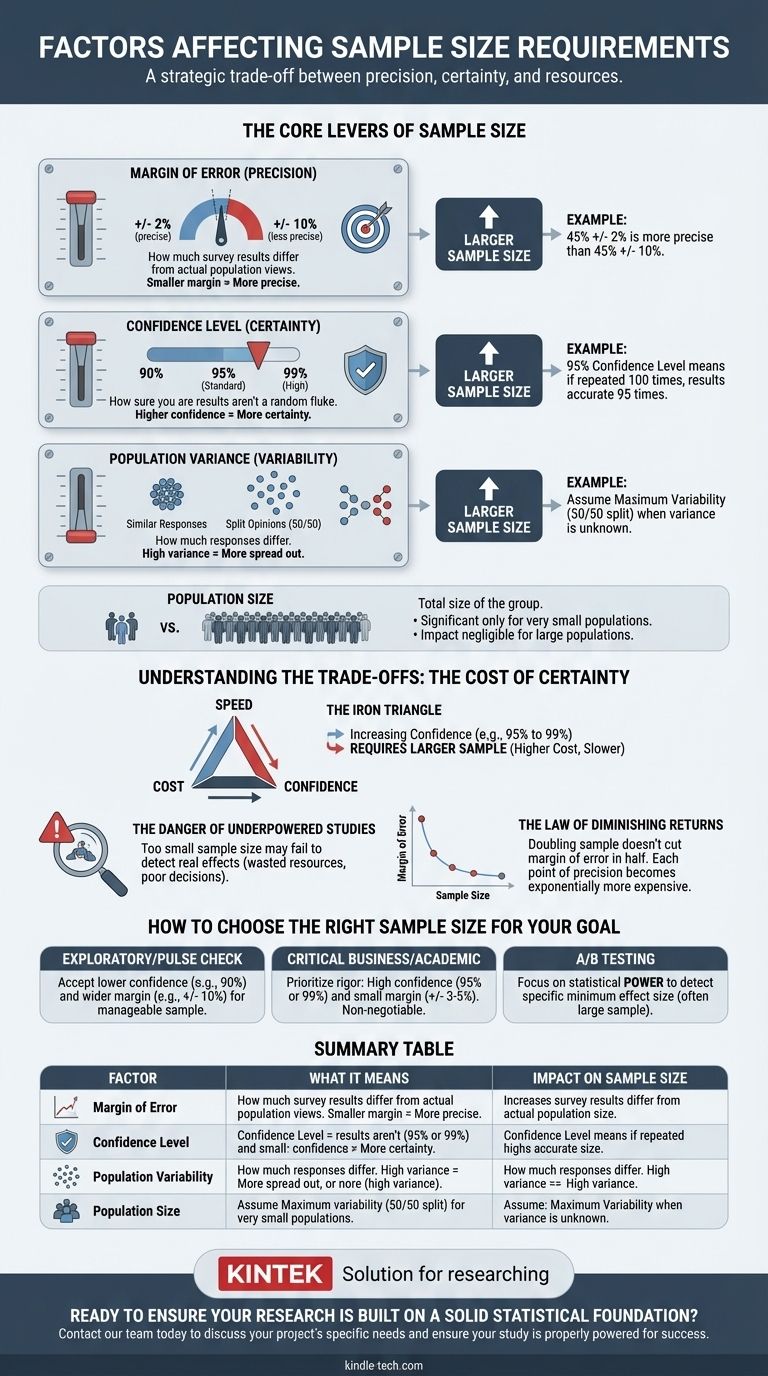 Какие факторы влияют на требования к размеру выборки? Освойте компромиссы для достоверного исследования Визуальное руководство