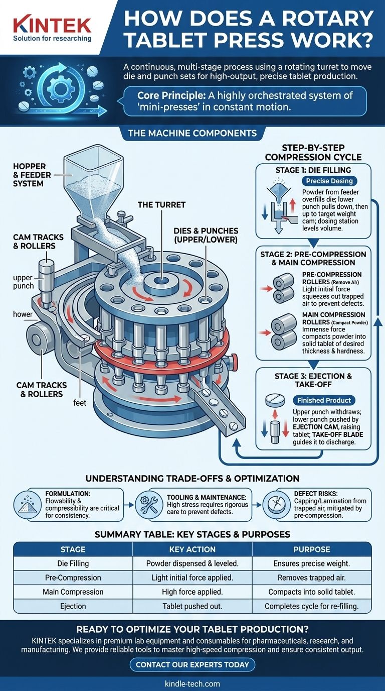 Come funziona una macchina comprimitrice rotativa per compresse? Una guida alla produzione di compresse ad alta velocità Guida Visiva