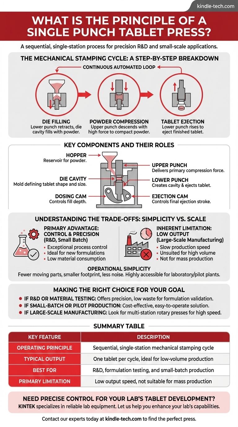Каков принцип работы однопуансонного таблеточного пресса? Руководство по точному лабораторному производству Визуальное руководство