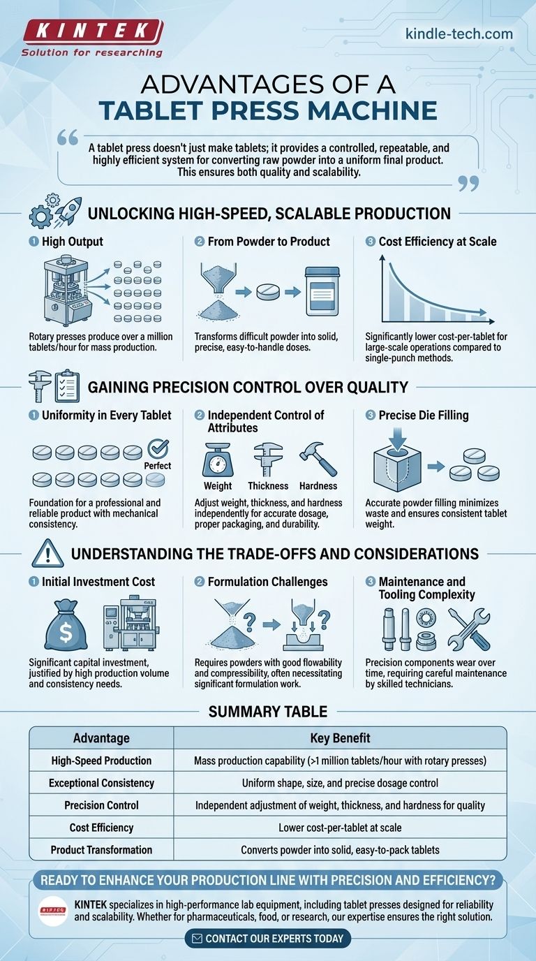¿Cuáles son las ventajas de la máquina de compresión de tabletas? Lograr una producción consistente y de alta velocidad Guía Visual