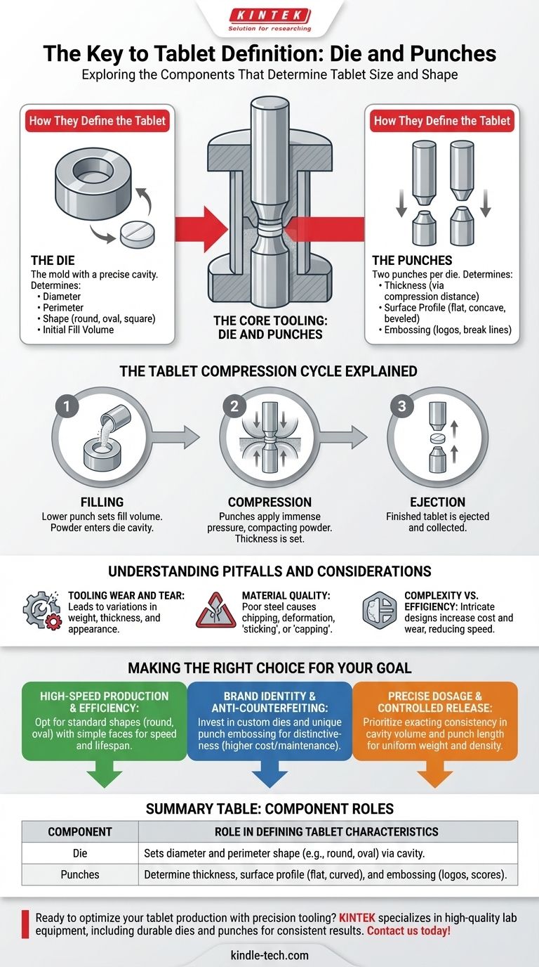 压片机的哪些组件决定了药片的尺寸和形状？掌握冲模和冲头工具 图解指南