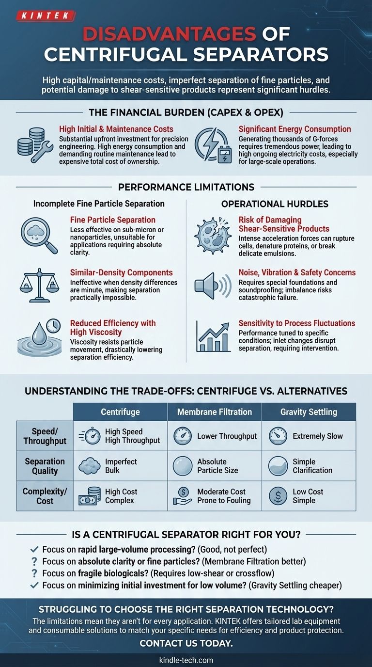 ما هي عيوب الفواصل بالطرد المركزي؟ التكاليف المرتفعة وقيود الأداء دليل مرئي