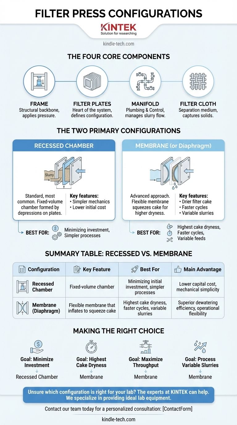필터 프레스의 구성 요소는 무엇인가요? 오목 챔버 대 멤브레인 비교 설명 시각적 가이드
