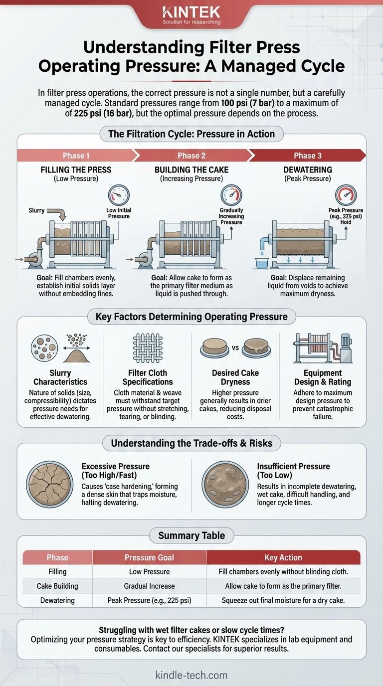 Was ist der Betriebsdruck einer Filterpresse? Beherrschen Sie die Druckkurve für optimale Entwässerung Visuelle Anleitung