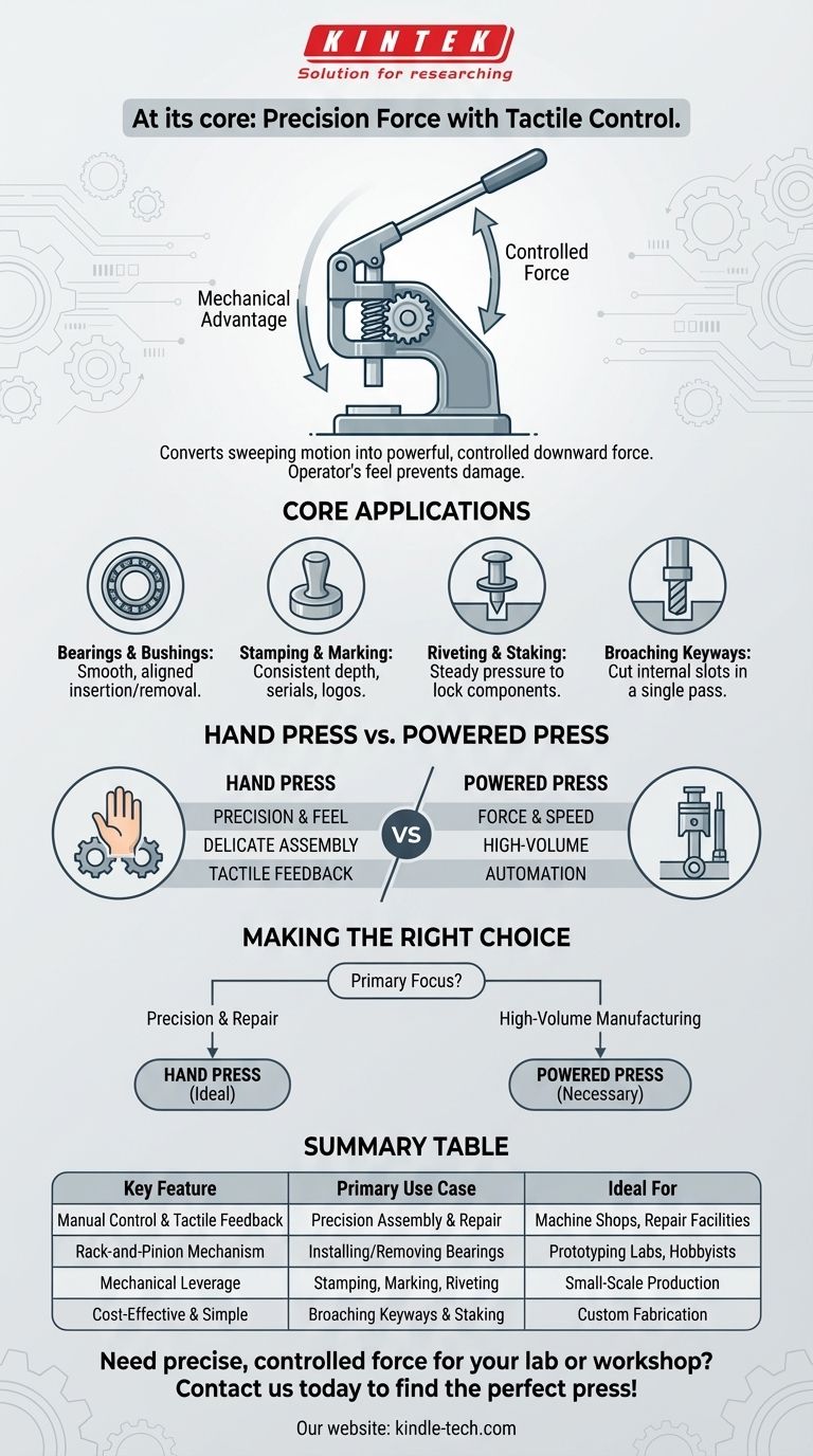 Wofür wird eine Handpressmaschine verwendet? Präzisionskraft für Montage, Prägen & Reparatur Visuelle Anleitung