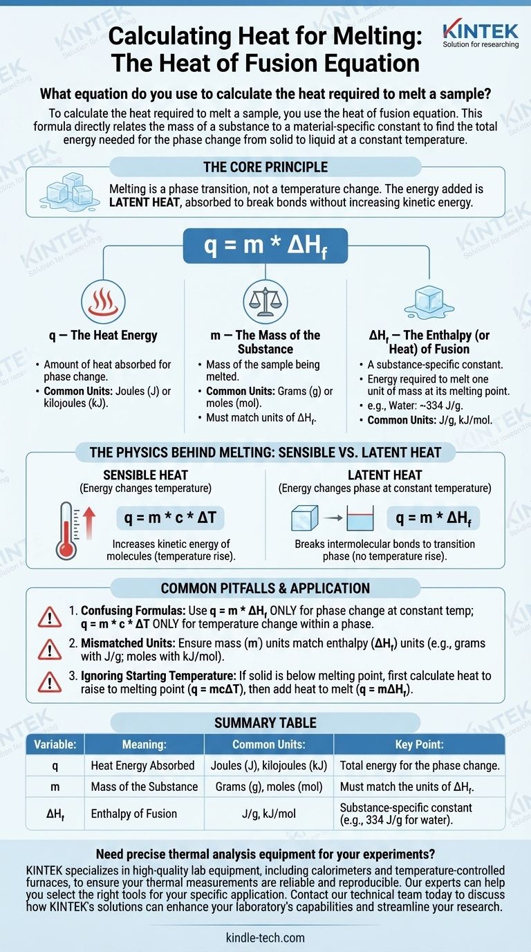 Que equação você usa para calcular o calor necessário para derreter uma amostra? Domine a Fórmula do Calor de Fusão Guia Visual