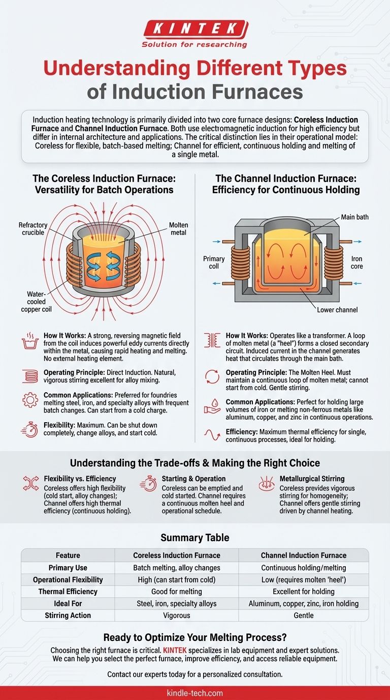 유도 용해로의 종류는 무엇인가요? 코어리스 대 채널 용해로 비교 설명 시각적 가이드