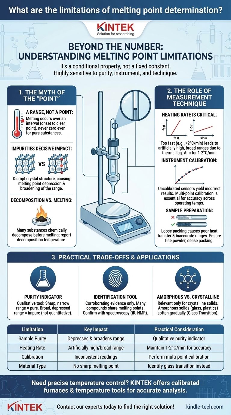 Was sind die Einschränkungen der Schmelzpunktbestimmung? Verstehen Sie Reinheit, Technik und Materialverhalten Visuelle Anleitung