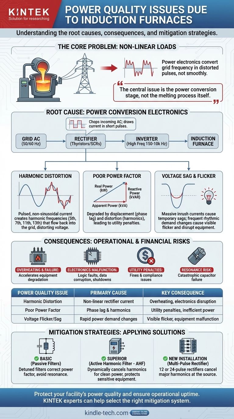 Quels sont les problèmes de qualité de l'énergie dus aux fours à induction ? Atténuer les harmoniques, le scintillement et les pénalités Guide Visuel