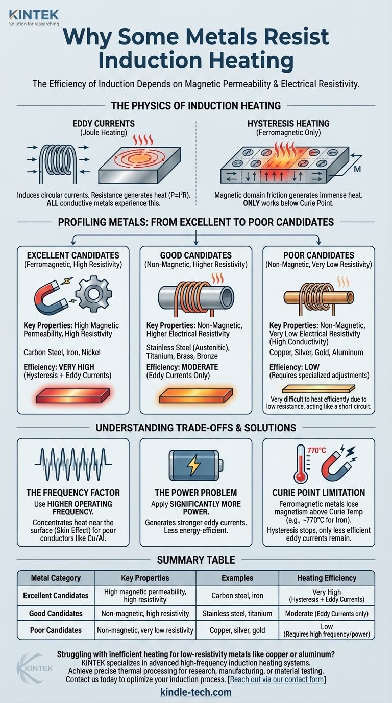 What metals cannot be heated by induction? Understanding Efficiency vs. Possibility Visual Guide
