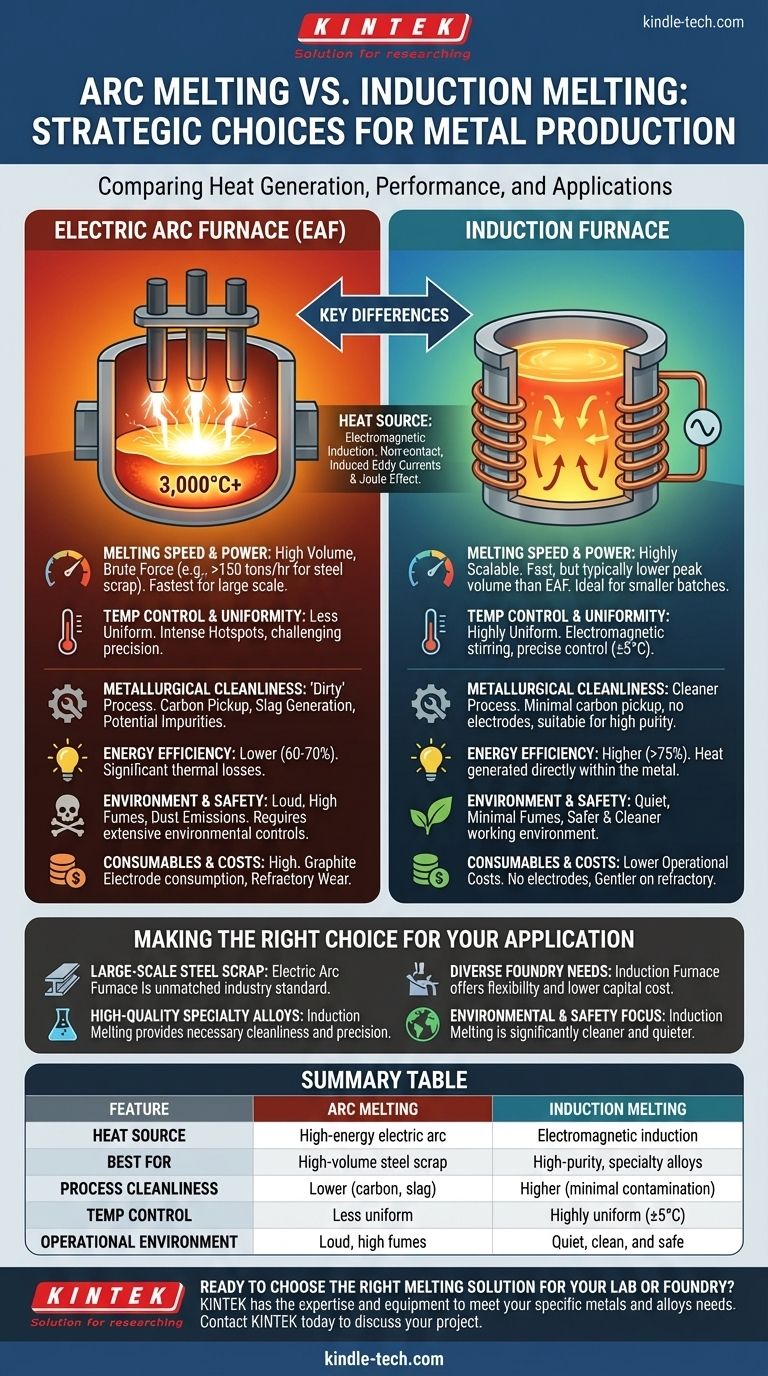 Was ist der Unterschied zwischen Lichtbogenschmelzen und Induktionsschmelzen? Leistung vs. Präzision für Ihre Metallschmelzbedürfnisse Visuelle Anleitung