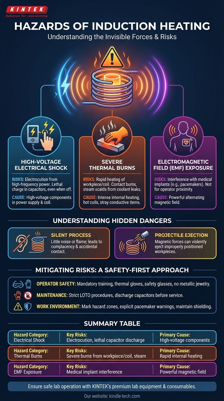 ما هي مخاطر التسخين بالحث؟ المخاطر الكهربائية والحروق ومخاطر المجالات الكهرومغناطيسية الرئيسية دليل مرئي