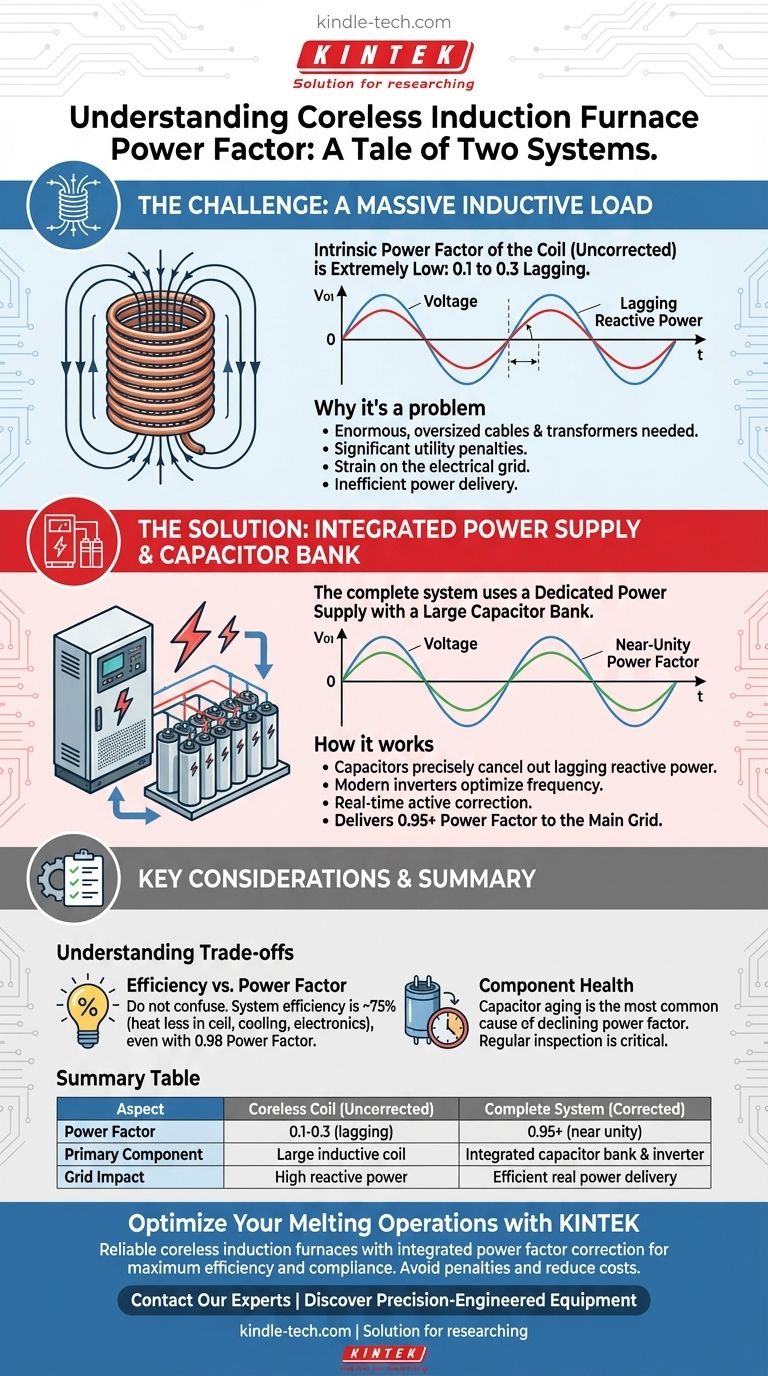 Каков коэффициент мощности бессердечниковой индукционной печи? Достигайте высокой эффективности и избегайте дорогостоящих штрафов Визуальное руководство