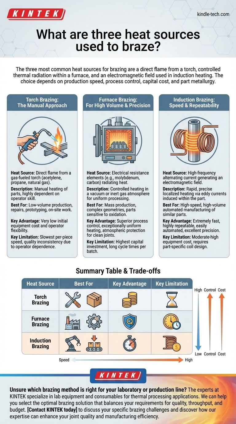 Quelles sont les trois sources de chaleur utilisées pour le brasage ? Comparez les méthodes au chalumeau, au four et par induction. Guide Visuel