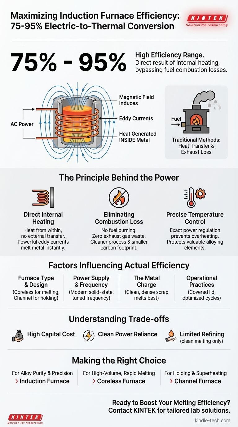 Какова эффективность индукционной печи? Достигайте экономии энергии на 75-95% с помощью прямого нагрева Визуальное руководство