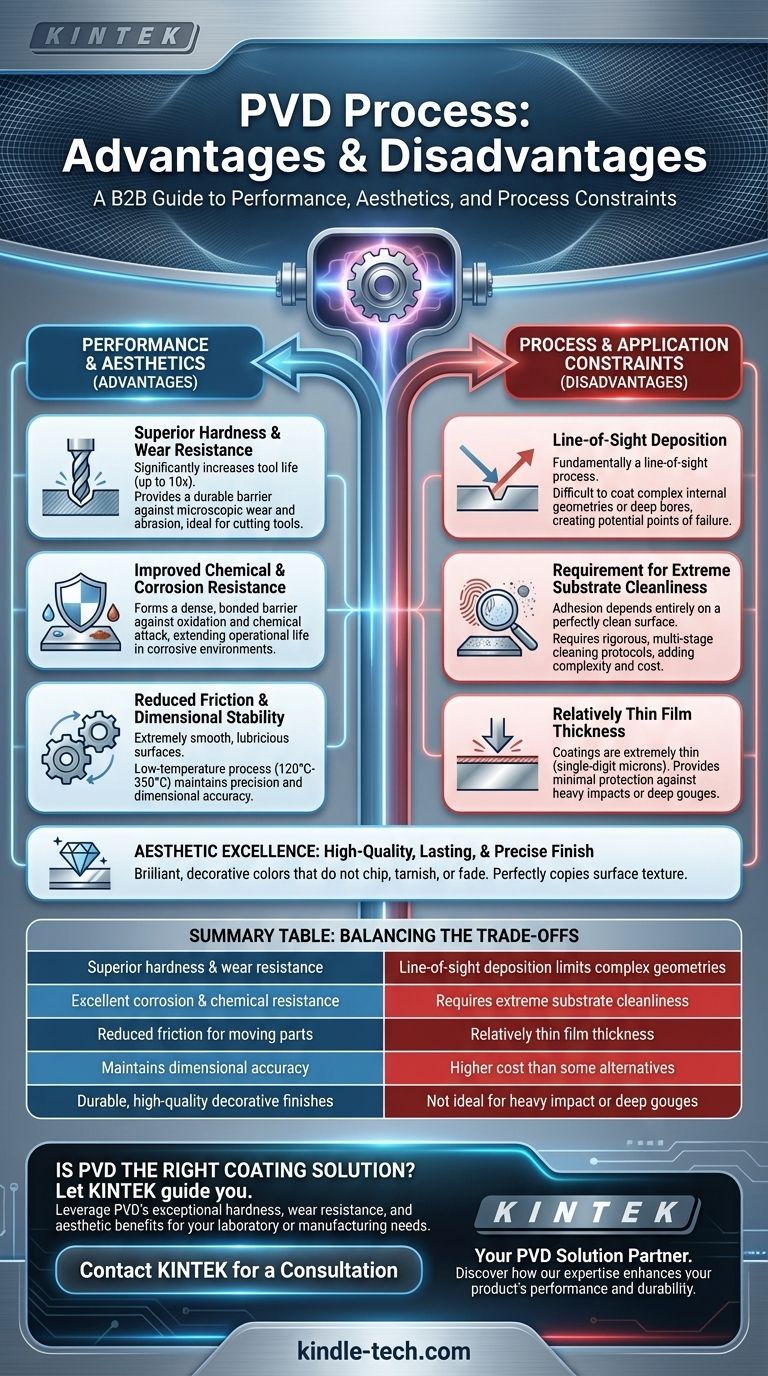 ما هي مزايا وعيوب عملية الترسيب الفيزيائي للبخار (PVD)؟ دليل للطلاءات الصلبة والمتينة دليل مرئي