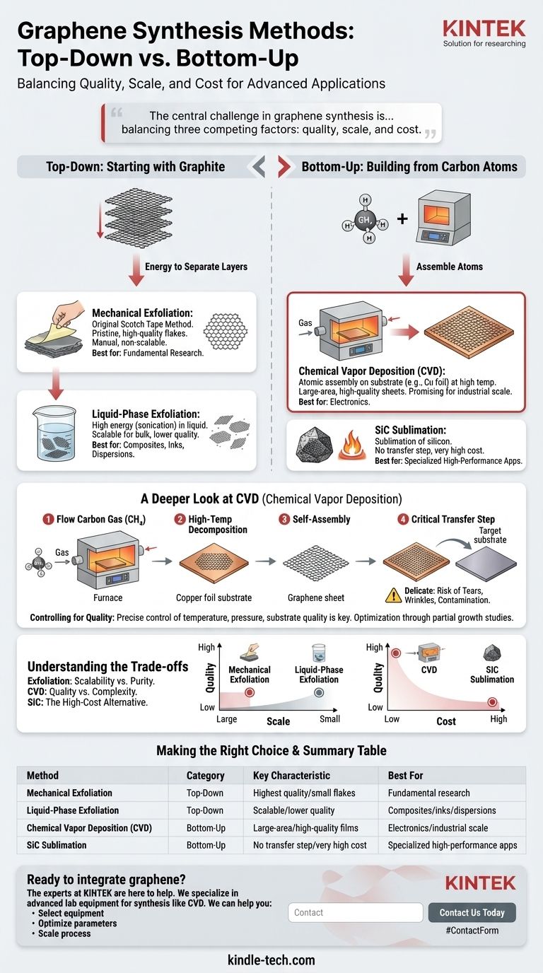 ما هي طريقة تخليق الجرافين؟ مقارنة بين المناهج من الأعلى إلى الأسفل (Top-Down) ومن الأسفل إلى الأعلى (Bottom-Up) لتطبيقك دليل مرئي